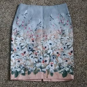 Talbots floral and humming birds pattern skirt